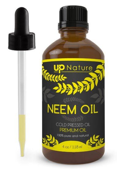 UpNature The Best Neem Oil 4 OZ Extract - Cold Pressed - Unrefined Premium Quality - For Hair & Skin & Plants - With Dropper Made of Glass - Use to Make Soap, Shampoo & Lotion - Acts as Insecticide
