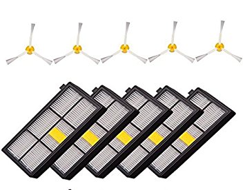 Buti-Life Side Brushes and Filters Replacement For iRobot Roomba 800 Series 870 880 Robotic Vacuum Parts-Include: 5 filters, 5 side brushes 3 armed