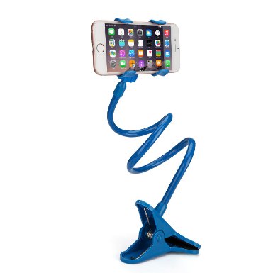 Guleek Universal Cell Phone Clip Holder Lazy Bracket Flexible Long Arms for iPhone,Smartphone,GPS Devices, Fit On Desktop Bed Mobile Stand for Bedroom, Office, Bathroom, Kitchen (blue)