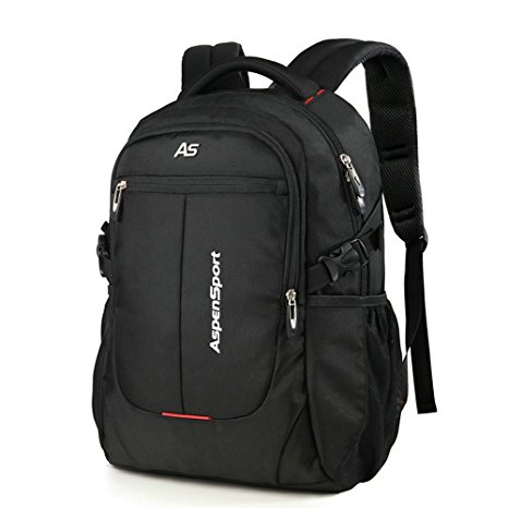 ASPENSPORT Laptop Backpacks for Men&Women Computer Travel Bags Fits 15.6 Inch College Large Bookbags Durable Rucksacks Black