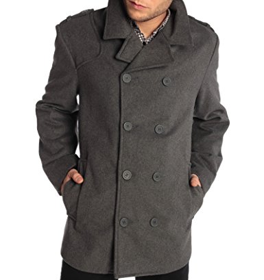 Alpine Swiss Jake Mens Wool Pea Coat Double Breasted Jacket