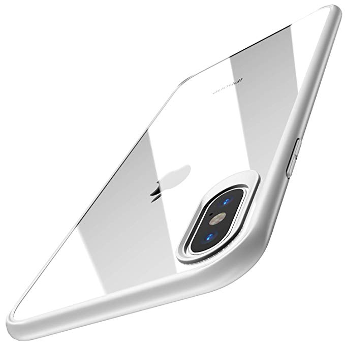 TOZO for iPhone Xs Case 5.8 Inch (2018) Hybrid Soft Grip Matte Finish Clear Back Panel Ultra-Thin [Slim Thin Fit] Cover for iPhone Xs with [White Edge]