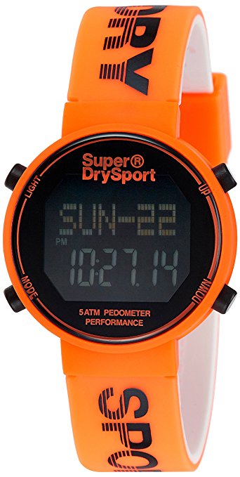 Superdry Men's 'Digi Pedometer' Quartz Plastic and Silicone Fitness Watch, Color:Orange (Model: SYG203O)