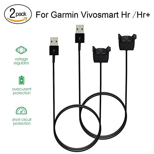 Bekia 2PCS Extra USB Charging Cable Charger Replacement For Garmin VIvosmart HR/HR