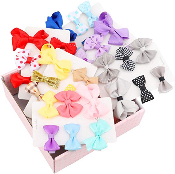 BIG VALUE SET-Belle Beau Baby Girls' Hair Bow Clips, Hair Accessories, Toddler Hair Barrettes, Value Pack, 8 Sets, 48 Pcs