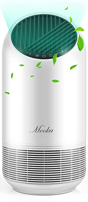 MOOKA Air Purifier for Home Large Room up to 323ft², True HEPA Filter Air Cleaner for Allergies Pets Mold Pollen and Smoke, Odor Eliminator for Bedroom Office with Filter Reminder and Timer