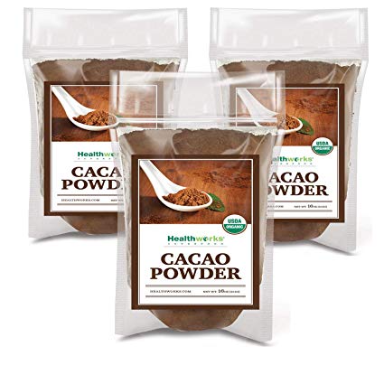 Healthworks Cacao Powder (48 Ounces / 3 Pounds) (3 x 1 Pound Bags) | Organic | Cocoa Chocolate Substitute | Certified Organic| Sugar-Free, Keto, Vegan & Non-GMO | Peruvian Bean/Nut Origin