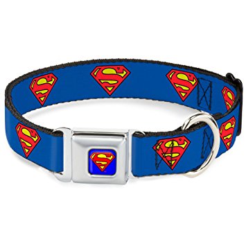 Buckle Down Superman DC Comics Superhero Classic Logo Seatbelt Fun Animal Pet Dog Cat Collar