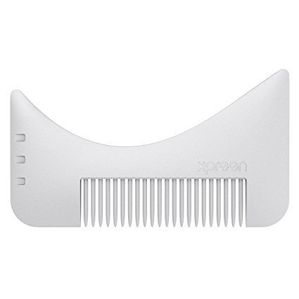 Beard Comb, Xpreen Mustache Comb & Hair Comb for Men, Perfect Beard Template/ Beard Tool for Styling & Shaping (White)