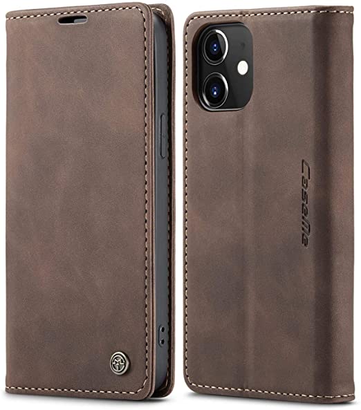 SINIANL Leather Case Compatible with iPhone 12 Pro Max Case Wallet, Leather Wallet Case Book Folding Flip Case with Credit Card Holder Magnetic Closure for iPhone 12 Pro Max 6.7 inch 2020 Coffee