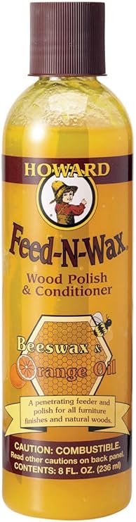 Howard Feed N Wax Wood Polish & Conditioner FW0008 contains Orange Oil and Beeswax 236ml (8oz)