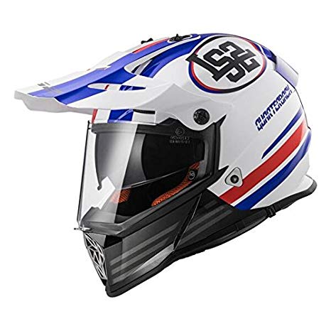LS2 Helmets Quarterback Unisex-Adult Full-Face-Helmet-Style Pioneer Helmet (White/Blue, X-Large)