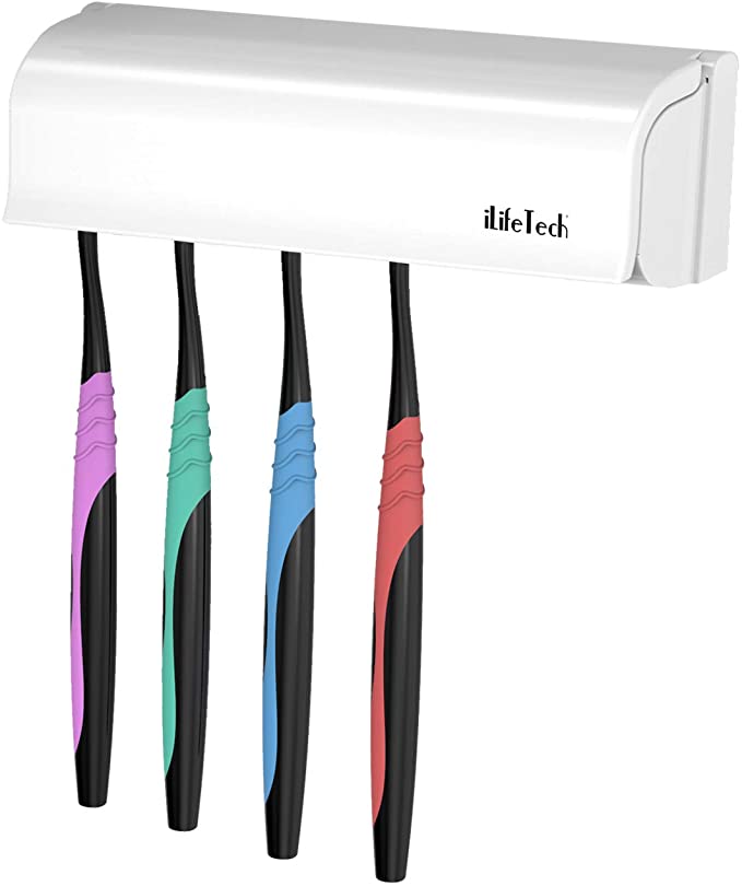 iLifeTech Toothbrush Holder Wall-Mounted Bathroom Accessory Kit with Dust-Proof Cover.