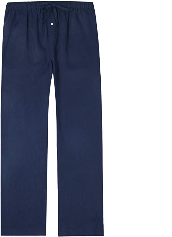 Noble Mount 100% Linen Men's Pajama Lounge Pants for Summer