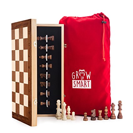 Smart Tactics 16" Folding Chess Set Made By FSC Certified Wood - Plus Edition With Chess Bag