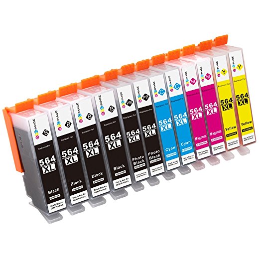 GPC Image 12 Pack Compatible Ink Replacement for HP 564XL (4 Black, 2 Cyan, 2 Magenta, 2 Yellow, 2 Photo Black) for use in HP DeskJet 3520 3522 Officejet 4620 Photosmart 5520 6510 7520 7525 Printers