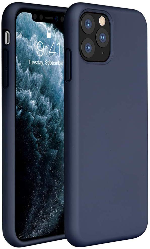 Miracase Liquid Silicone Case Compatible with iPhone 11 Pro Max 6.5 inch(2019), Gel Rubber Full Body Protection Shockproof Cover Case Drop Protection Case (Navy Blue)