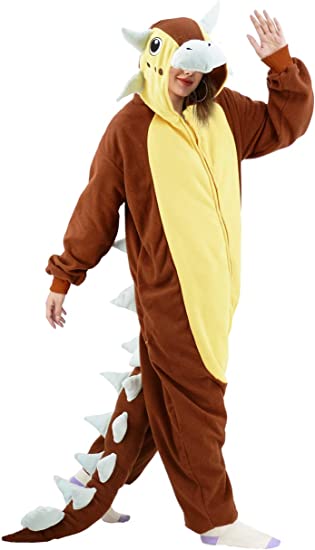 Animal Ankylosaurus Onesie Pajamas Adult Dinosaur Cosplay Costume One Piece Jumpsuit for Women and Men