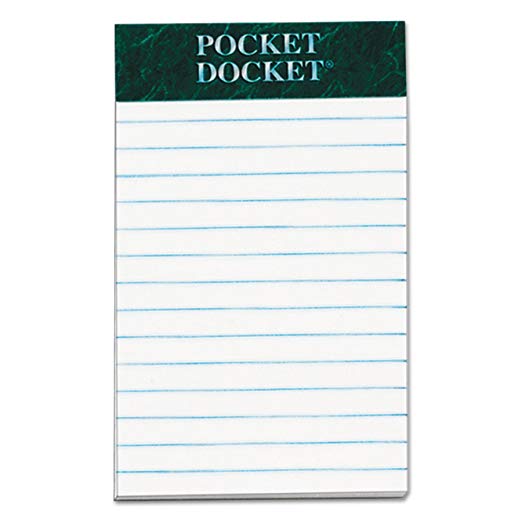 TOPS 64680 Docket Ruled Perforated Pads, Legal/Wide, 3 x 5, White, 50 Sheets (Pack of 12)