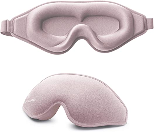 SUNLAND Sleep Eye Mask for Women Men, Soft and Comfortable Night Eye Mask for Sleeping, 3D Blockout Eye Cover for Travel, Blindfold with Adjustable Strap (Pink)