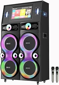 Dolphin Quad 12" Giant Karaoke Machine | Lyrics Display Screen, 18.5" Touchscreen Smart Tablet | WiFi, Bluetooth Speakers | 2 UHF Wireless Mics | Massive Sound w/ Deep Bass