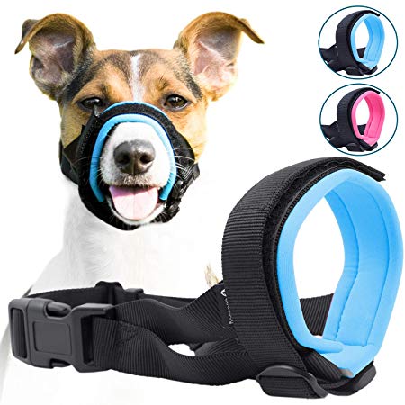 Gentle Muzzle Guard Dogs - Prevents Biting Unwanted Chewing Safely Secure Comfort Fit - Soft Neoprene Padding – No More Chafing – Included Training Guide Helps Build Bonds Pet