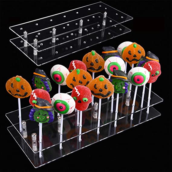 20 Hole Clear Acrylic Lollipop Display Stand Cake Pop Stand Candy Stand Holder Base for Birthday Party Halloween Decoration