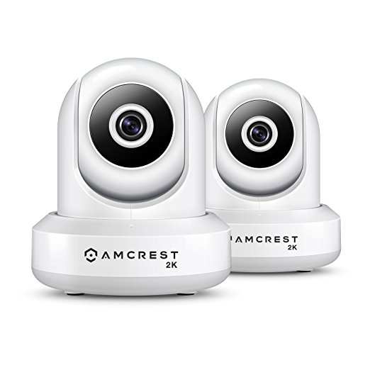 2-Pack Amcrest UltraHD 2K (3MP/2304TVL) WiFi Video Security IP Camera w/ Pan/Tilt, Dual Band 5ghz/2.4ghz, Two-Way Audio, 3-Megapixel @ 20FPS, Wide 90° Viewing Angle & Night Vision IP3M-941W (White)