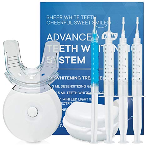 Premium Teeth Whitening Kit, LED Light, 35% Carbamide Peroxide, Safe & Natural At-Home System Without Pain or Sensitivity, Effectively Removes Stains for Whiter Teeth