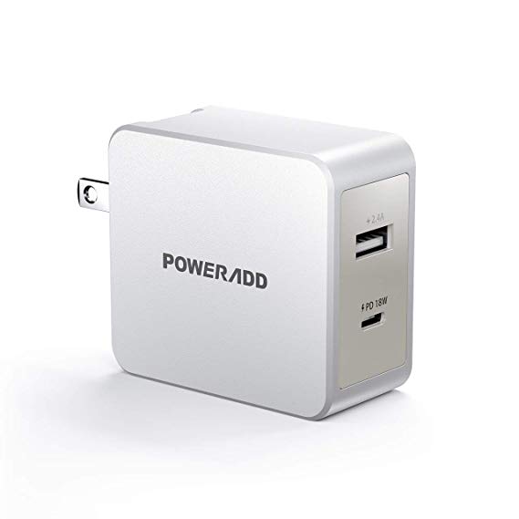 POWERADD USB C Wall Charger 30W Dual Port Type C Charger with 18W Power Delivery and Foldable Plug EnergyCharger PD II Compatible with MacBook, iPad Pro, iPhone 11 Pro/XS/XR/X, Pixel, Galaxy and More
