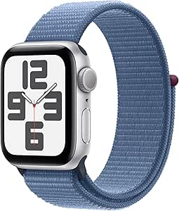 Apple Watch SE (2nd Gen) [GPS, 40MM] - Silver Aluminum Case with Winter Blue Sport Loop, One Size (Renewed)