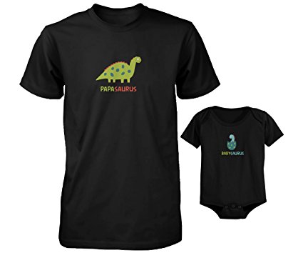 Papasaurus and Babysaurus – Daddy and Baby Cute Matching Shirt & Bodysuit Set