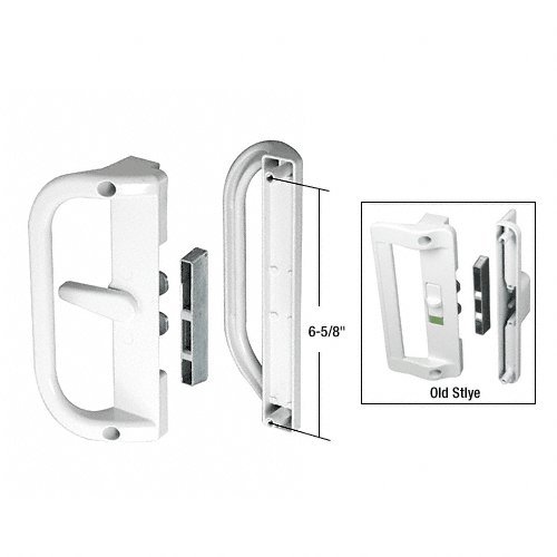 White Surface Mounted Hook Style Sliding Glass Door Handle 6-5/8 in Screw Holes