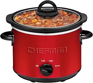 Chefman Heat Settings, Removable Crock Insert Dishwasher Safe Stoneware & Lid, Ideal for 3  People Fits 3 lb Roast, 3 quart, Stainless Steel Slow Cooker