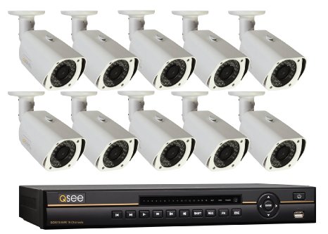 Q-See QC8116-10C9-3 16 Channel Digital NVR with 3 TB Hard Drive and 10 HD 1080p IP Cameras White