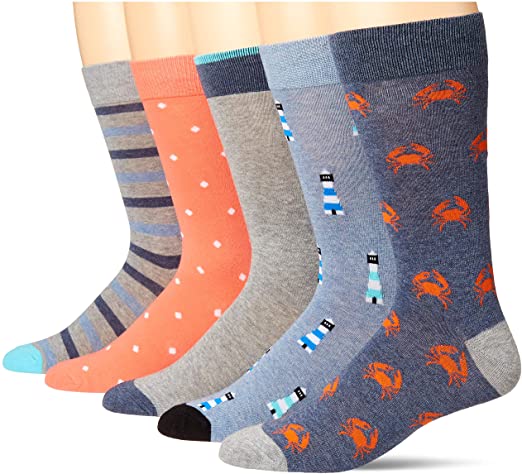 Amazon Essentials mens 5-Pack Patterned Dress Socks