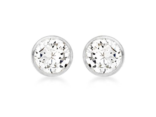 Carissima Gold 9 ct White Gold 5 mm Round Cubic Zirconia Stud Earrings