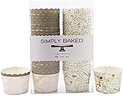 Simply Baked Small Baking Cup Watercolor Floral, Pack of 50, Multicolor