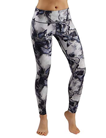 ODODOS High Waist Out Pocket Printed Yoga Pants Tummy Control Workout Running 4 Way Stretch Yoga Leggings