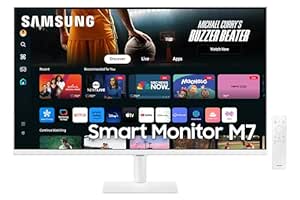 Samsung 32-inch(80cm) M7 UHD 4K Smart Monitor, 3840x2160, 60 Hz, OTT Apps, IoT Hub, Office 365, Workout Tracker, Multiple Ports, Speakers, Remote, Daisy Chain, Wi-Fi, Bluetooth (LS32DM701UWXXL, White)