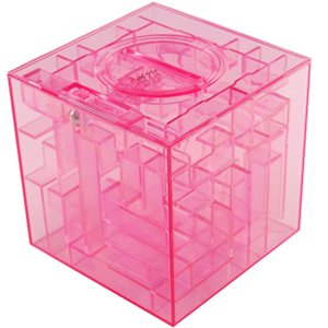 NEW MONEY MAZE COIN BOX JAR PUZZLE GIFT PRIZE SAVING BANK in Pink