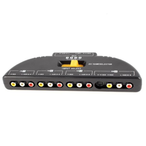 4-Way Audio Video AV RCA Switch Game Selector Box Splitter Black