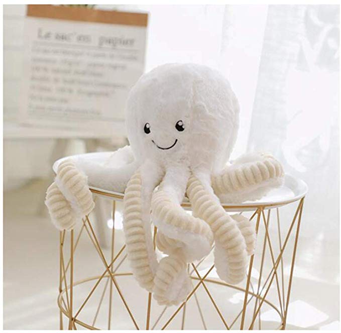HYL World 15.7 Inches Plush Cute Octopus Dolls Soft Toy Stuffed Marine Animal for Home Decor Christmas Birthday Gifts-White