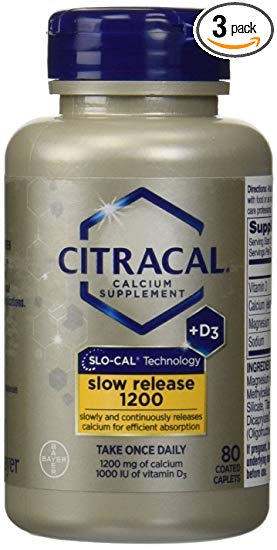 Citracal Citracal Calcium Plus D Slow Release 1200, 80 tabs (Pack of 3)