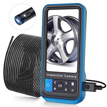Teslong Inspection Camera, 8MM Dual Lens 4.5 inches IPS Screen Endoscope-Borescope with 32GB Card, 16.4ft Waterproof Cable, 1080P Display Screen, 6 LED Lights, IP67 Waterproof