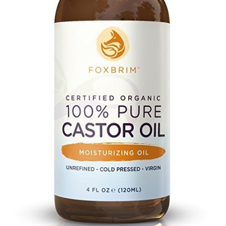 100% Pure Organic Castor Oil - Hexane Free - Premium Oil With Incredible Benefits For Hair, Skin & Nails - Lash & Brow Growth, Split End Repair, Fade Fine Lines, Heal Scars - Foxbrim 4OZ by Foxbrim