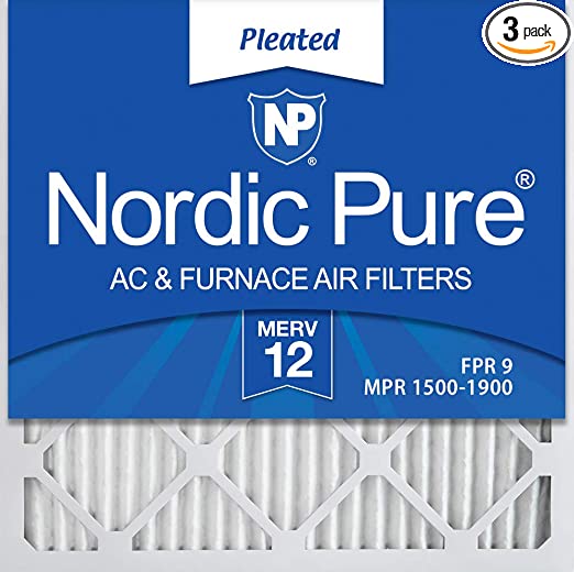 Nordic Pure 14x14x1 MERV 12 Pleated AC Furnace Air Filters 3 Pack