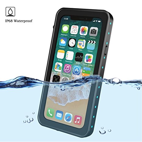 iPhone X Waterproof Case,Mangix Underwater Cover Full Body Protective Shockproof Snowproof Dirtproof IP68 Certified Waterproof Case for Apple iPhone X (Black)