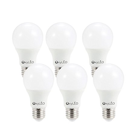 OxyLED A19 LED bulbs, 9W 3000K 810lm,warm white, 6pack, E26 socket