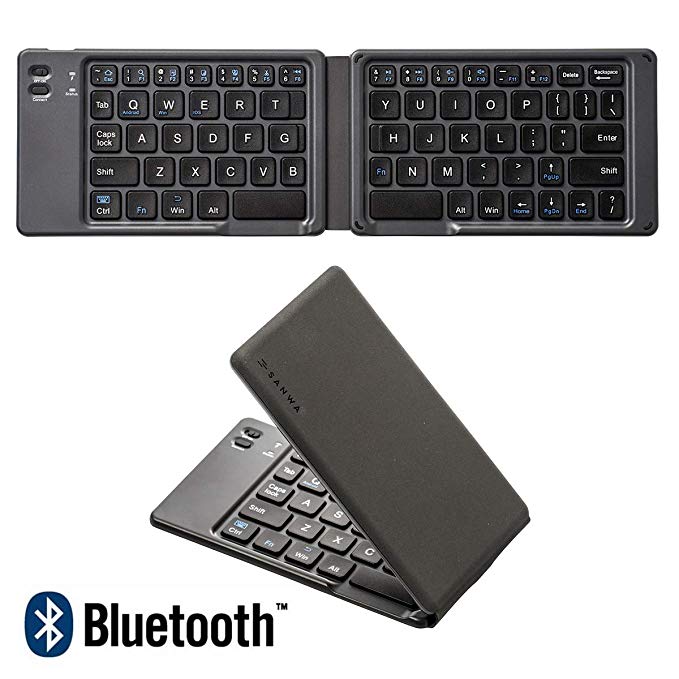 SANWA (Japan Brand) Foldable Mini Bluetooth Keyboard, Portable & Folding & Wireless, Rechargeable, Pocket Size, Slim & Lightweight (for MacBook, iPad, iPhone PC & Tablet, Android, iOS, Windows)